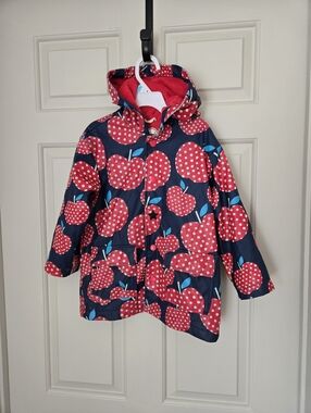 Hatley Apple Rain Coat Jacket Size 4 Girls Hooded